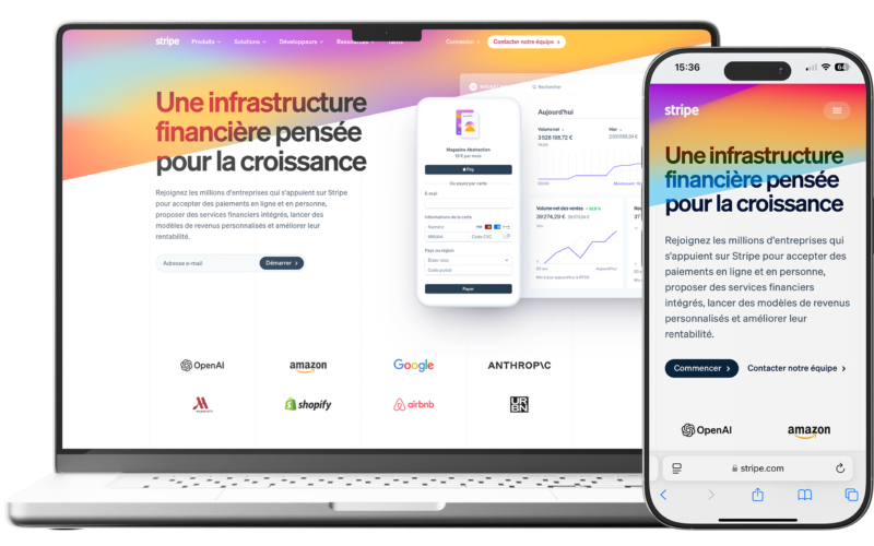 stripe landing page